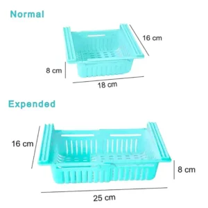 Set of 4 Adjustable Plastic Refrigerator Storage Baskets - Expandable Sliding Trays Adjustable Plastic Refrigerator Storage Baskets