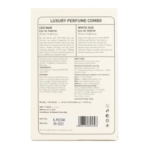 Bella Vita Luxury CEO Man + White Oud Perfume Combo – 40ml (Pack of 2, 20ml Each) Bella Vita Luxury Unisex CEO Man+WHite OUD Perfume Combo