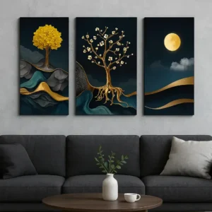 Set of 3 Deer Nature 3D Modern Art Framed Paintings - MDF Deer Nature 3D Framed Paintings