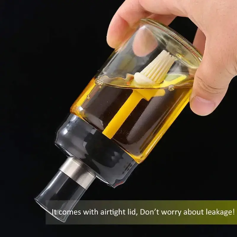 250ml Glass Oil Dispenser with Silicone Basting Brush (Pack of 1) Glass Oil Dispenser with Basting Brush