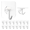 Heavy Duty Adhesive Wall Hooks - Transparent, Pack of 20 Heavy Duty Adhesive Wall Hooks