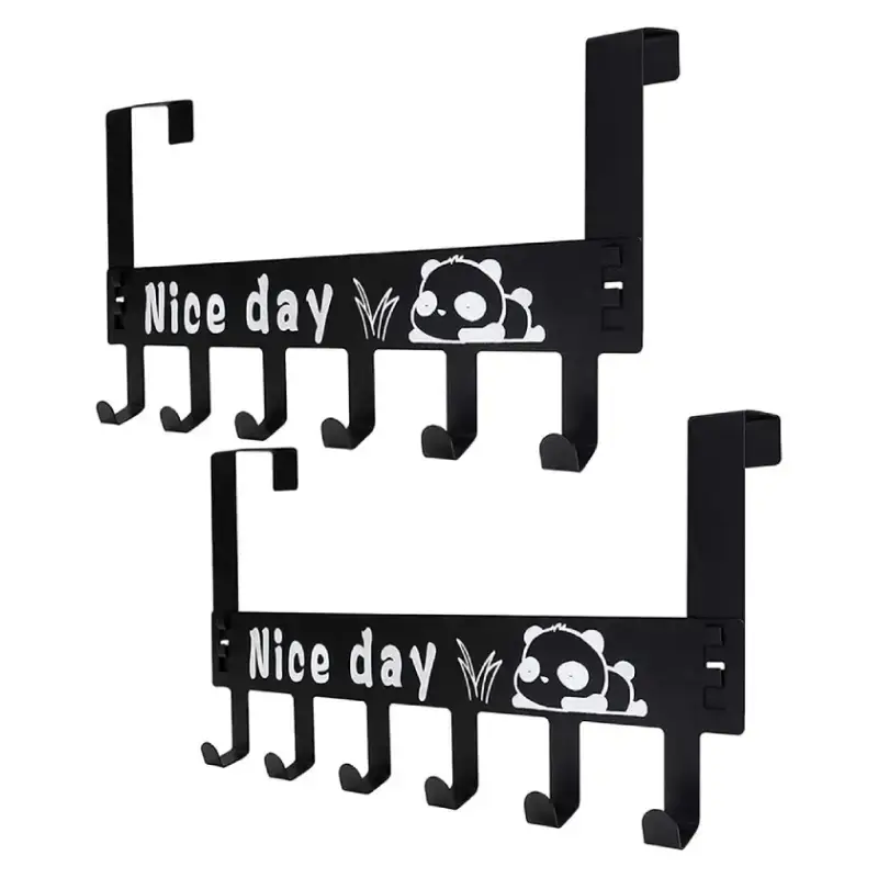 Heavy Duty Carbon Steel Over Door Hanger - Pack of 2, 6 Hooks Each Heavy Duty Over Door Hanger