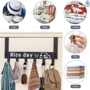 Heavy Duty Carbon Steel Over Door Hanger - Pack of 2, 6 Hooks Each Heavy Duty Over Door Hanger