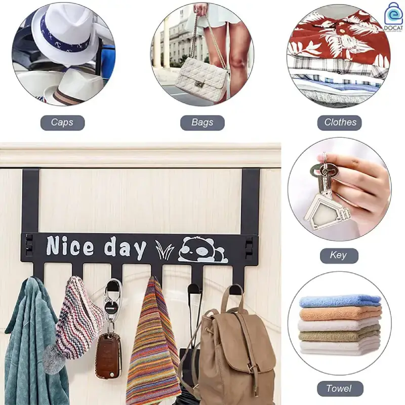 Heavy Duty Carbon Steel Over Door Hanger - Pack of 2, 6 Hooks Each Heavy Duty Over Door Hanger