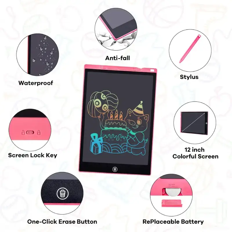 8.5-Inch LCD Writing Tablet for Kids Ages 3-7 - Colorful Doodle Board LCD Writing Tablet for Kids