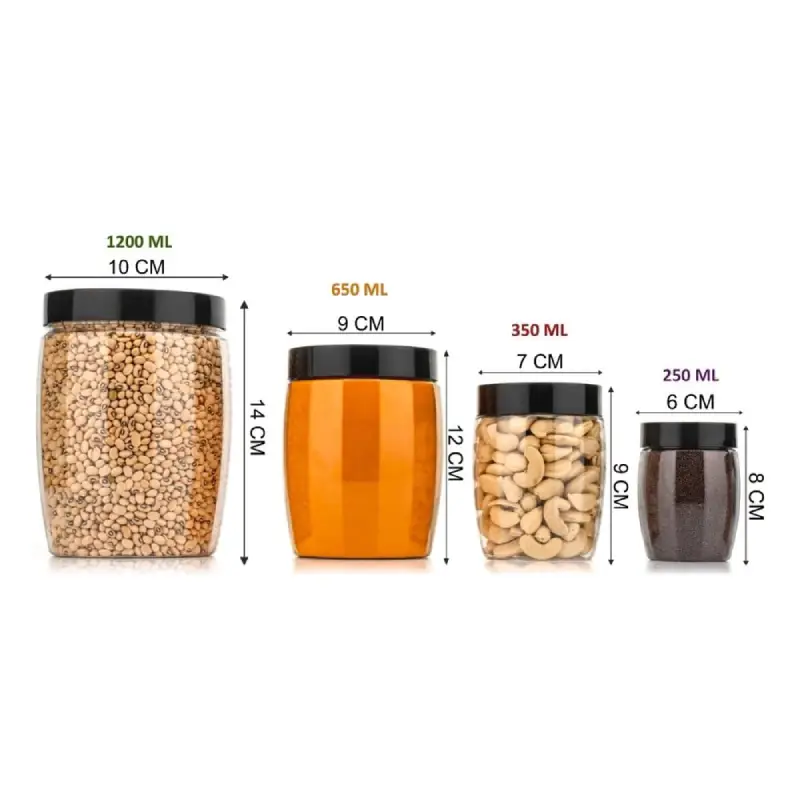 Airtight Modular Kitchen Storage Containers with Spoons - Set of 24, Black Modular Kitchen Storage Containers with Spoons