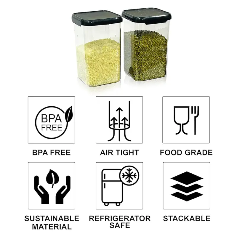 Airtight Modular Plastic Storage Containers - 1100ml, Set of 6 Modular Plastic Storage Container