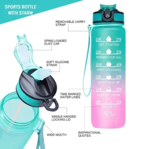 800ml Motivational Time Marker Sipper Water Bottle - Multicolor Motivational Time Marker Sipper Water Bottle