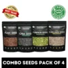 Nutritoz Chia, Flax, Pumpkin, and Sunflower Seeds Combo - 4x50gm Nutritoz Raw Flax Chia Pumpkin Sunflower Seeds