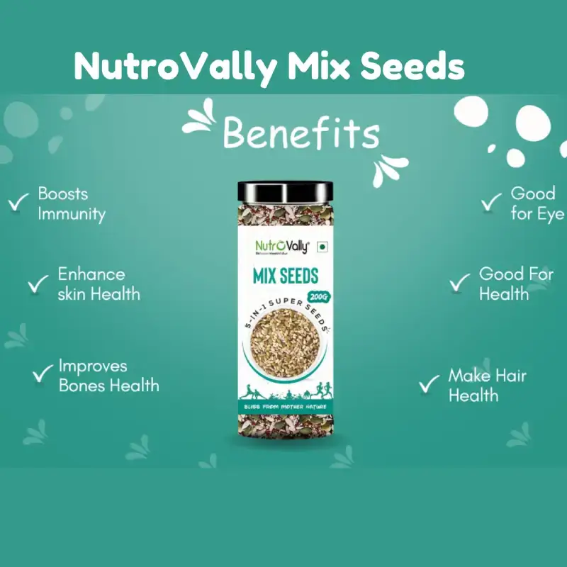 NutroVally 5-in-1 Mix Seeds Combo - 200g Jar (Chia, Flax, Pumpkin, Sunflower, and Watermelon seeds) NutroVally Seed Mix