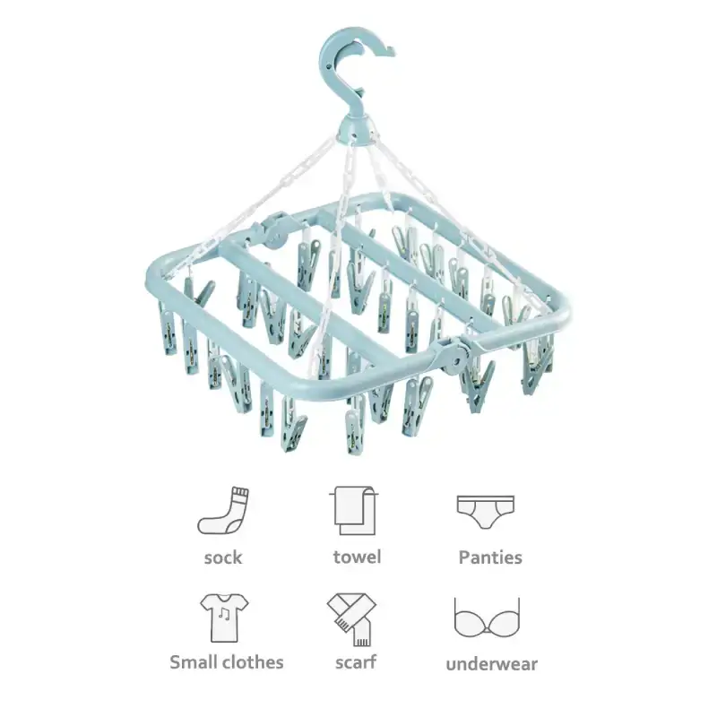Plastic Square Cloth Drying Hanger with 24 Clips - Multicolor, Pack of 1 Plastic Square Cloth Drying Hanger
