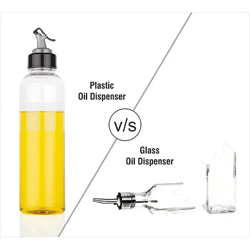 Leakproof Plastic Oil Dispenser Bottles - 1000ml, Pack of 2, Transparent Plastic Oil Dispenser Bottle