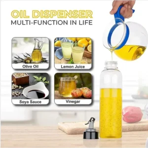 Leakproof Plastic Oil Dispenser Bottles - 1000ml, Pack of 2, Transparent Plastic Oil Dispenser Bottle