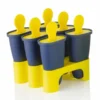 Set of 6 Reusable Food-Grade Plastic Popsicle Moulds - Blue & Yellow Popsicle Moulds