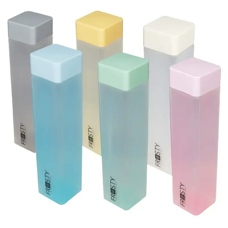 Premium Square Fridge Water Bottles with Mat Finish - 1L, Pack of 6, Multicolor Square Fridge Water Bottles