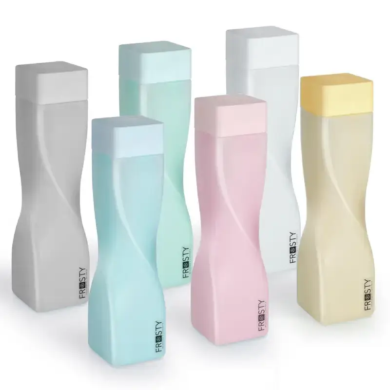 Premium Twisted Square Fridge Water Bottles with Mat Finish - 1L, Pack of 6, Multicolor Twisted Square Fridge Water Bottles