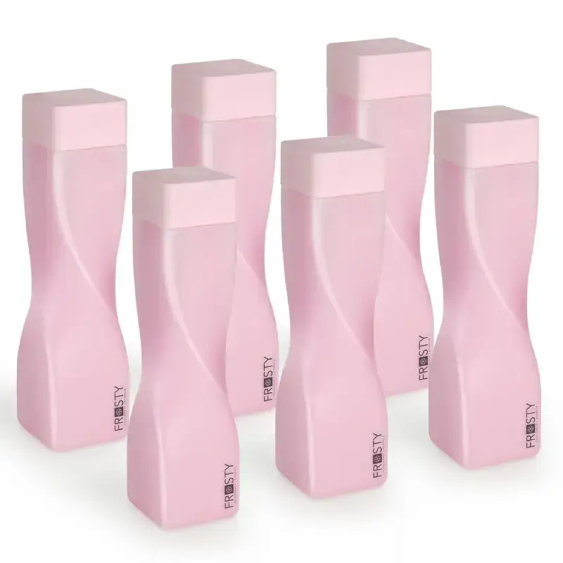 Premium Twisted Square Fridge Water Bottles with Mat Finish - 1L, Pack of 6, Multicolor Twisted Square Fridge Water Bottles