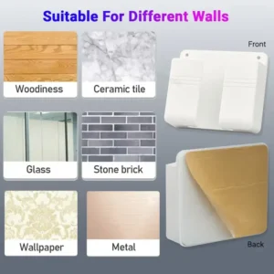 Wall Mount Phone Holder with Adhesive Strips for Charging - White Wall Mount Phone Holder