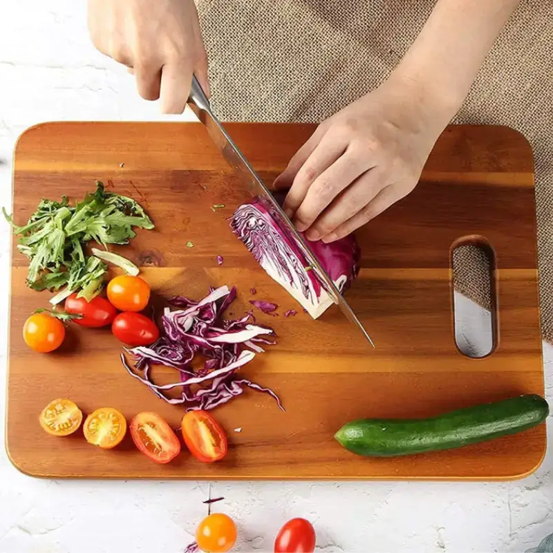 Acacia Wood Chopping Board with Handle - Lightweight Kitchen Cutting Board Wood Chopping Board with Handle