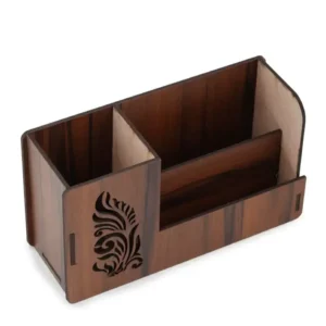 Wooden Pen Stand with Card & Mobile Holder