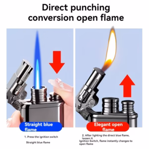 Shoppy Dual-Flame Windproof Torch Lighter – Retro Quartz Dial & Eagle Head Design, Refillable Gift for Men Shoppy windproof torch lighter dual flame