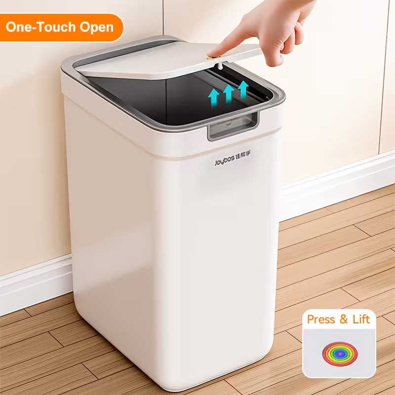 Shoppy Push-Type Large Capacity Trash Can with Lid – Odor Sealing for Bathroom, Kitchen & Office Shoppy push-type trash can with lid