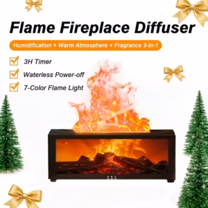 Shoppy USB Simulated Flame Fireplace Humidifier – Warm Ambient Light with Aromatherapy & Auto Shut-Off Shoppy simulated flame fireplace humidifier