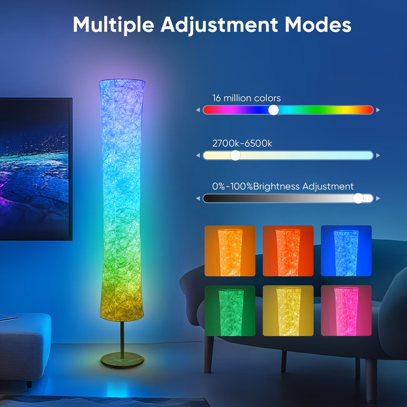 Shoppy 2pcs Smart LED Floor Lamp with App & Remote – 16 Million Colors, Music Sync for Gaming Room & Living Room shoppy smart LED floor lamp