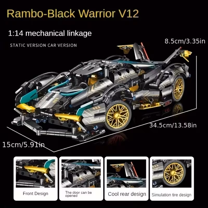 Shoppy 1:14 Scale Supercar Building Block Set – 1288 Parts, Durable ABS, DIY Collectible Model shoppy supercar building block set