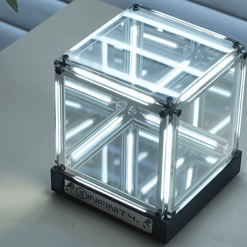 Shoppy 2D Flat Cyberpunk Infinity Cube Ambient Light – 3D Mirror Effect, Creative Desktop Ornament for Bedroom & Gaming Room Shoppy cyberpunk infinity cube ambient light