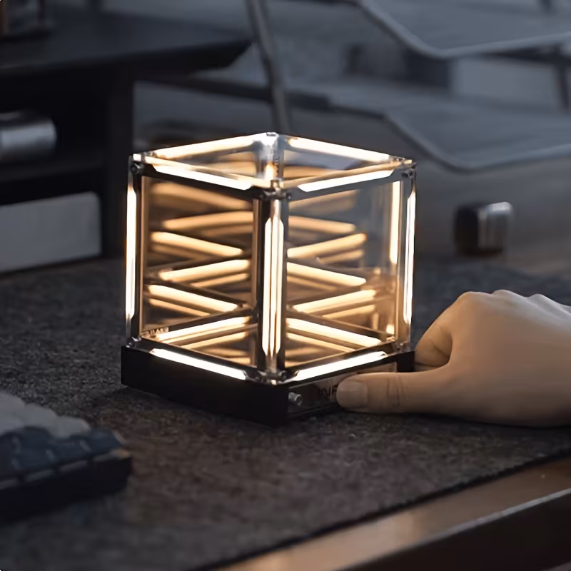 Shoppy 2D Flat Cyberpunk Infinity Cube Ambient Light – 3D Mirror Effect, Creative Desktop Ornament for Bedroom & Gaming Room Shoppy cyberpunk infinity cube ambient light