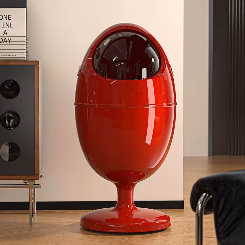 Shoppy Dinosaur Egg Trash Can – Modern Double-Bucket Design, Large Capacity Oval Wheeled Bin with Lid Shoppy dinosaur egg trash can double bucket