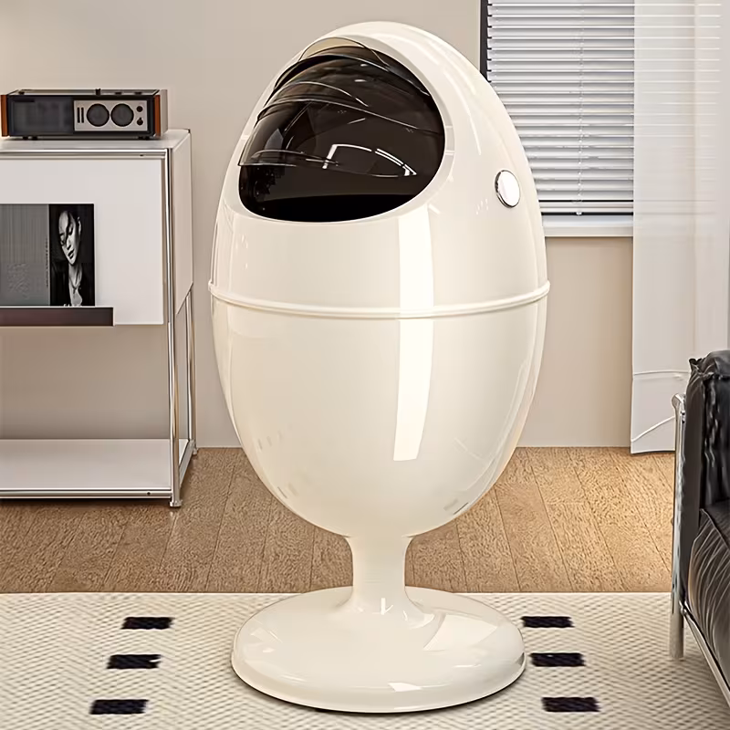 Shoppy Dinosaur Egg Trash Can – Modern Double-Bucket Design, Large Capacity Oval Wheeled Bin with Lid Shoppy dinosaur egg trash can double bucket