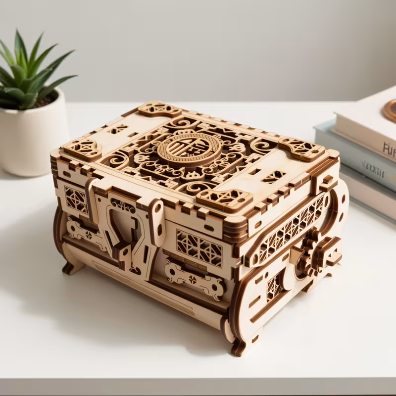 Shoppy DIY Wooden 3D Puzzle Jewelry Box – Handmade Model Kit, Creative Holiday & Birthday Gift Shoppy DIY wooden jewelry box 3D puzzle
