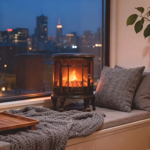 Shoppy Portable Vintage Fireplace Lamp – Flameless LED, No Heat, Realistic Flame Effect for Room Decor Shoppy portable vintage fireplace lamp