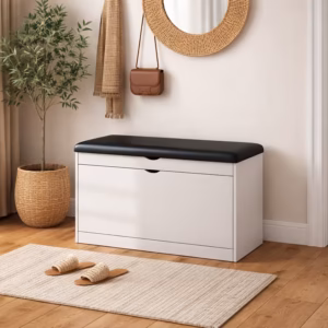 Shoppy shoe cabinet with cushioned stool