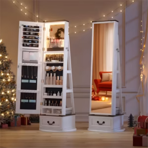 Shoppy vintage swivel jewelry mirror cabinet