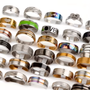 Shoppy 20 Classic Stainless Steel Rings – Minimalist Striped Design, Unisex, Various Styles for Men & Women, Party & Daily Wear Shoppy stainless steel rings set 20 classic