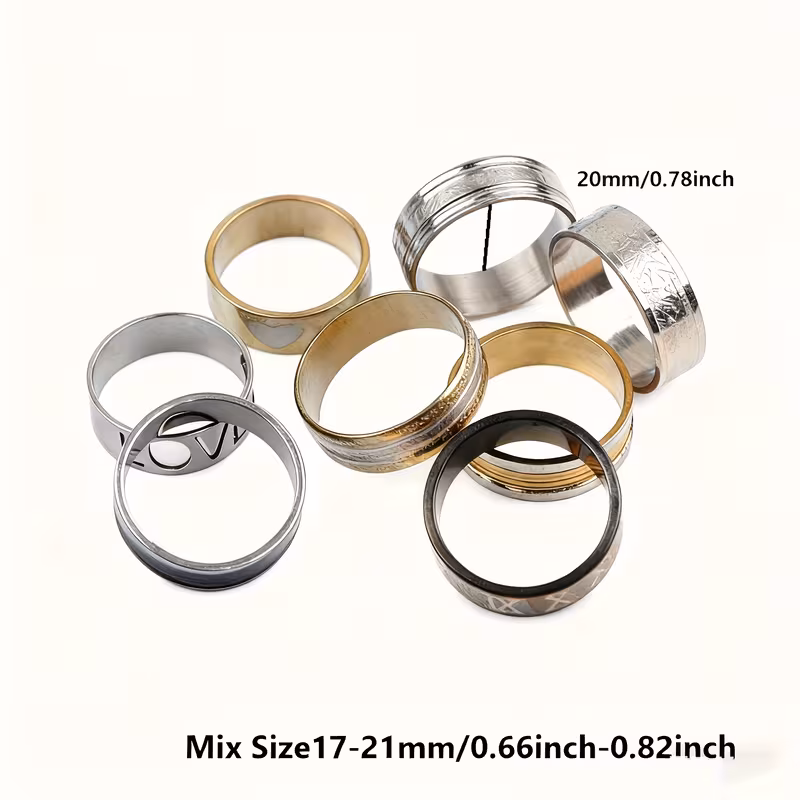 Shoppy 20 Classic Stainless Steel Rings – Minimalist Striped Design, Unisex, Various Styles for Men & Women, Party & Daily Wear Shoppy stainless steel rings set 20 classic