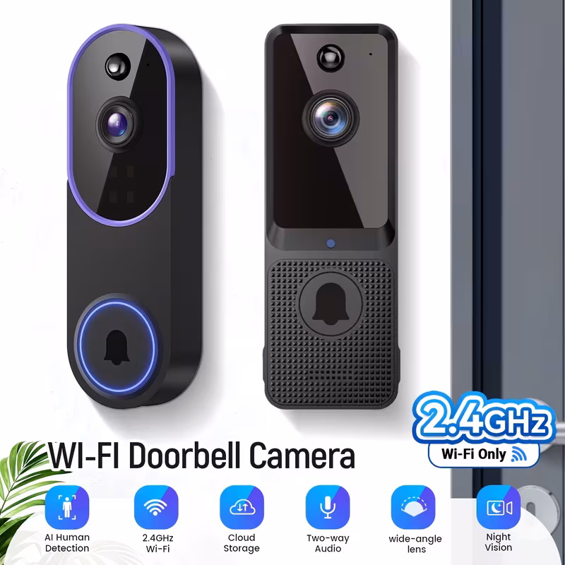 Shoppy 2K Wireless Smart Doorbell Camera – 166° Wide-Angle, Two-Way Audio, AI Human Detection, Rechargeable, Cloud Storage Shoppy 2k-wireless-smart-doorbell-camera