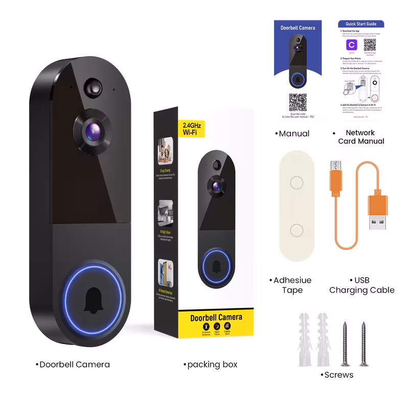 Shoppy 2K Wireless Smart Doorbell Camera – 166° Wide-Angle, Two-Way Audio, AI Human Detection, Rechargeable, Cloud Storage Shoppy 2k-wireless-smart-doorbell-camera