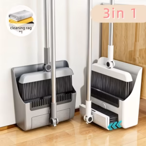 Shoppy upright broom and dustpan combo with comb teeth