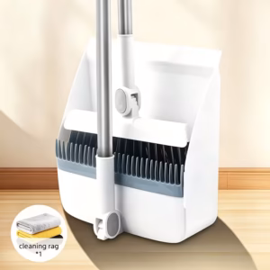 Shoppy upright broom and dustpan combo with comb teeth
