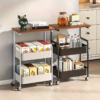 Shoppy 3-Tier Heavy-Duty Metal Rolling Kitchen Cart – Mobile Storage Cart with Wheels, Space-Saving for Pantry, Apartment & Small Spaces Shoppy 3 tier heavy duty metal rolling kitchen cart