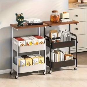 Shoppy 3 tier heavy duty metal rolling kitchen cart