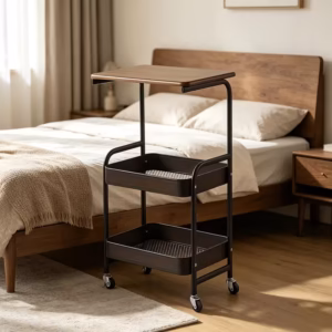 Shoppy 3-Tier Heavy-Duty Metal Rolling Kitchen Cart – Mobile Storage Cart with Wheels, Space-Saving for Pantry, Apartment & Small Spaces Shoppy 3 tier heavy duty metal rolling kitchen cart