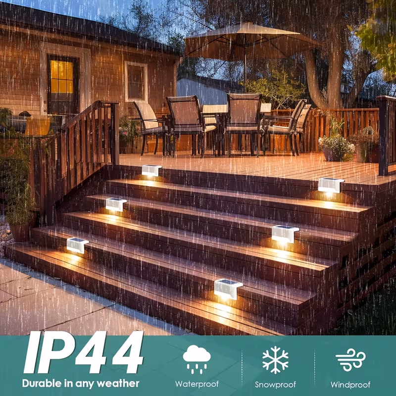 Shoppy 32-Pack Solar Deck Light – Automatic On/Off, Warm White LED, 12-Hour Lighting for Outdoor Stairs, Fences & Passages Shoppy solar deck light 32 pack automatic