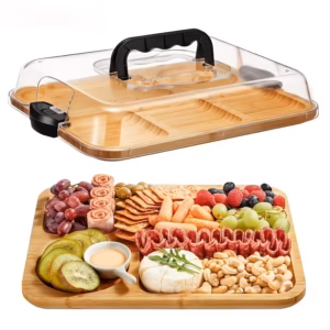 Shoppy bamboo cheese tray with acrylic lid