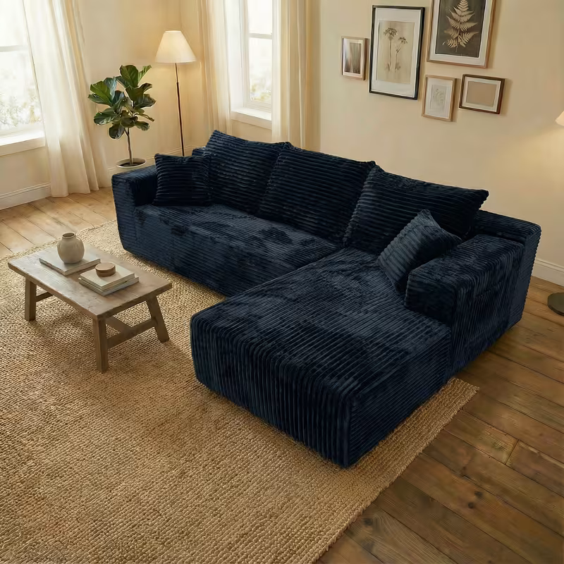 Shoppy Boneless Modular Corduroy Sofa – Oversized L-Shaped Sectional with Chaise, Plush Fluffy Pillows & Cushion, No Assembly Required Shoppy boneless modular corduroy sofa no assembly