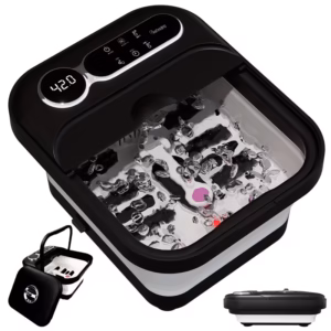 Shoppy Collapsible Foot Spa with Heater & Massager – Temperature Control, Bubbles, 6 Massage Rollers, Vibration & Red Light Shoppy collapsible foot spa with heater and massager